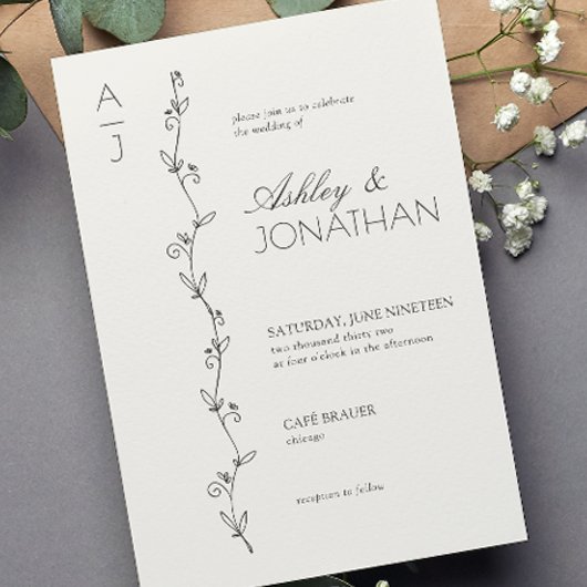 Invitation Os Mariage du diviseur botanique moderne