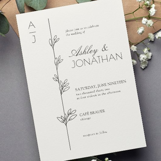 Invitation Os Mariage du diviseur botanique moderne
