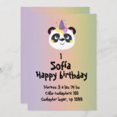 Invitation Oso panda de cumpleaños (Devant / Derrière)