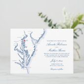 Invitation Osprey Point Rock Hall MD Map Mariage élégant (Debout devant)