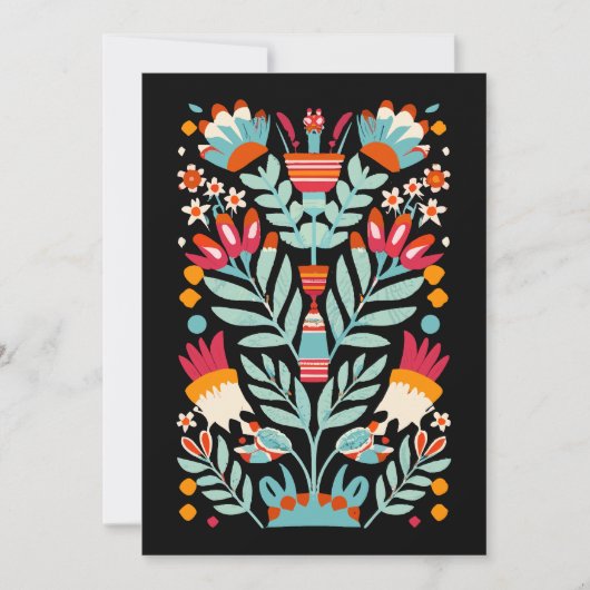 Invitation Otomi Flower Motif mexicain Floral Art (Devant)