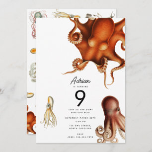 Invitation Otopus Cephalopod Animaux de l'océan Anniversaire