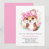 Invitation Otter Aventure Fleur sauvage rose Baby shower fill (Devant / Derrière)