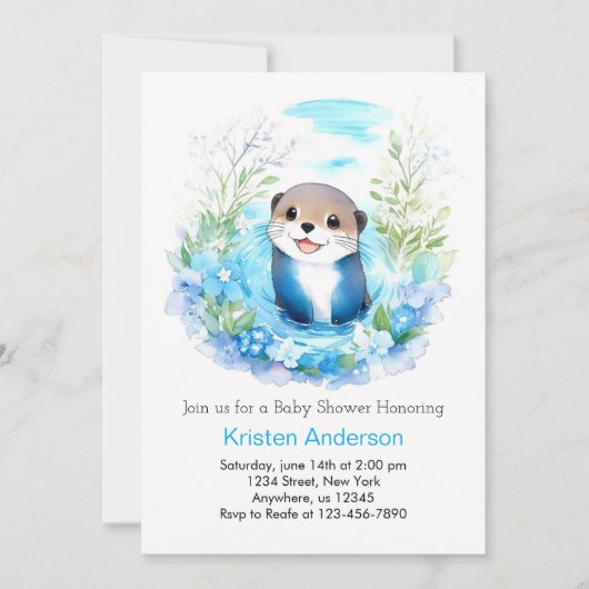 Invitation Otter Dreamscape Boy Baby shower (Devant)