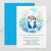 Invitation Otter Dreamscape Boy Baby shower (Devant / Derrière)