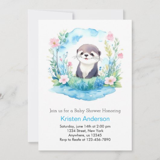 Invitation Otter Dreamscape Oasis Boy Baby shower (Devant)