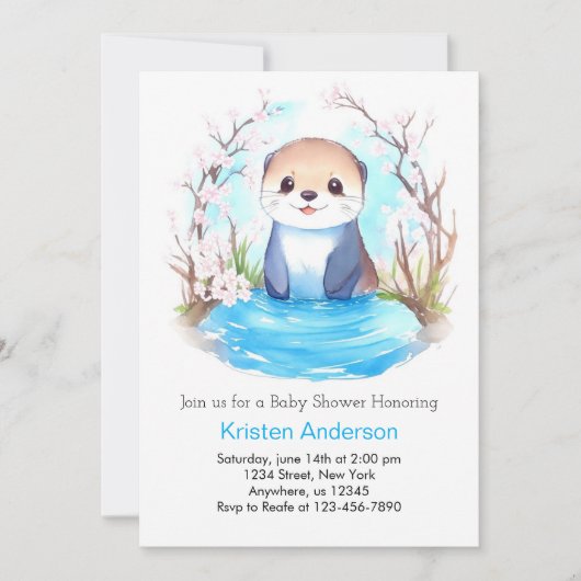 Invitation Otter Dreamscape Whimsical Magic Baby shower garço (Devant)