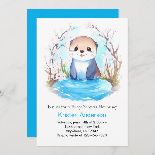 Invitation Otter Dreamscape Whimsical Magic Baby shower garço (Devant / Derrière)