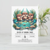 Invitation Otter Friends Whimsical Anniversaire (Debout devant)