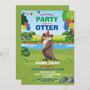 Invitation Otter Fun Anniversaire Parc de fête Zoo Animal