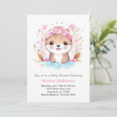 Invitation Otter Magic Adventure Attend Baby shower fille ros (Debout devant)