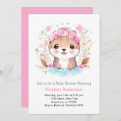 Invitation Otter Magic Adventure Attend Baby shower fille ros (Devant / Derrière)