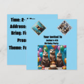 Invitation Otter Triplets Anniversaire, Anniversaire Invitati (Devant / Derrière)