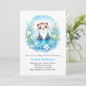 Invitation Otter Watercolor Wonderland Boy Baby shower (Debout devant)