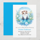 Invitation Otter Watercolor Wonderland Boy Baby shower (Devant / Derrière)