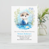 Invitation Otter Watercolor Wonderland Boy Baby shower (Debout devant)