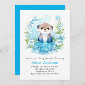 Invitation Otterly Fleur sauvage Boy Baby shower (Devant / Derrière)