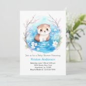 Invitation Otter's Blissful Watercolor Baby shower garçon Oas (Debout devant)
