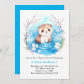 Invitation Otter's Blissful Watercolor Baby shower garçon Oas (Devant / Derrière)