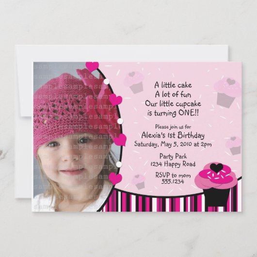 Invitation ou Carte de remerciements de Cupcake (Devant)