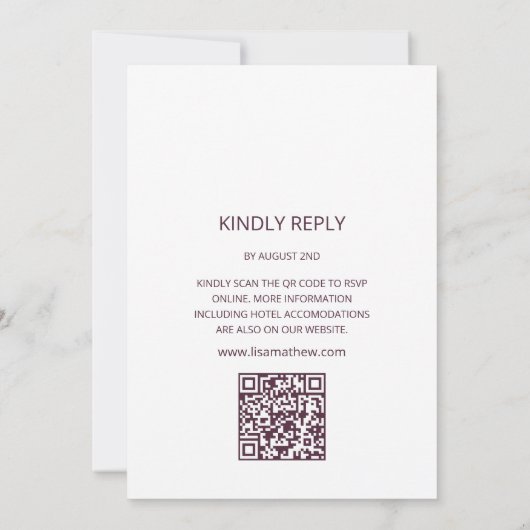 Invitation OU code | Lotus Flower Mariage (Dos)