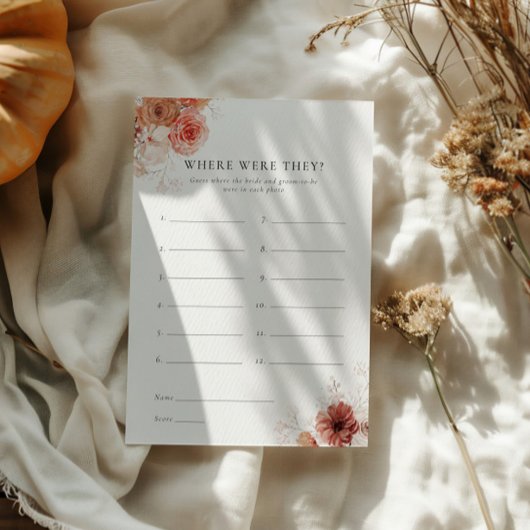 Invitation Où Étaient-Ils Tomber Fête des mariées Florale Jeu