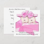 Invitation ou Faire-part de Baby shower Pink TWINS (Devant / Derrière)