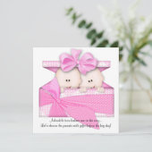 Invitation ou Faire-part de Baby shower Pink TWINS (Debout devant)
