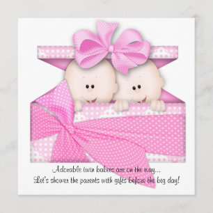 Invitation ou Faire-part de Baby shower Pink TWINS