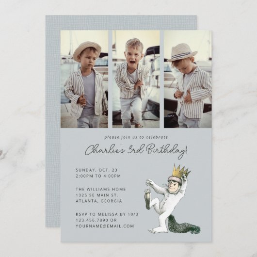 Invitation Où les choses sauvages sont photos d'anniversaire (Devant / Derrière)