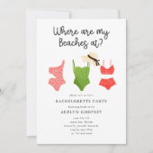 Invitation Où Sont Mes Plages À La Fête De Bachelorette (Devant)