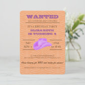 Invitation OUAIS ! Purple Cowgirl Anniversaire Fête Invitatio (Debout devant)