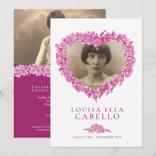 Invitation Oubliez les funérailles célébrant la vie rose