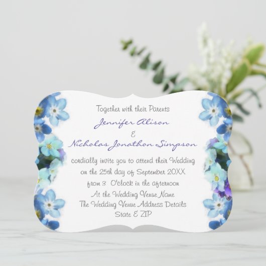 Invitation Oubliez-moi les fleurs Mariage d'aquarelle (Debout devant)