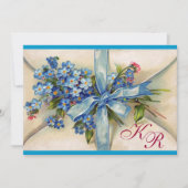 Invitation OUBLIEZ-MOI NOTES MONOGRAM, BLUE MARIAGE PARTY arg (Devant)