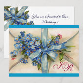 Invitation OUBLIEZ-MOI NOTES MONOGRAM, MARIAGE PARTI bleu bla (Devant / Derrière)