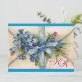 Invitation OUBLIEZ-MOI NOTES MONOGRAM, MARIAGE PARTI bleu bla (Debout devant)