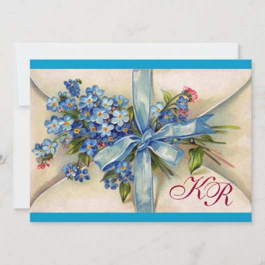 Invitation OUBLIEZ-MOI NOTES MONOGRAM, MARIAGE PARTI bleu bla (Devant)