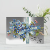 Invitation OUBLIEZ-MOI NOTES MONOGRAM MARIAGE PARTI bleu blan (Debout devant)