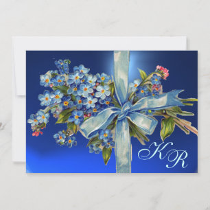Invitation OUBLIEZ-MOI NOTES MONOGRAM MARIAGE PARTI bleu gemm