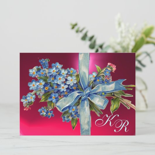 Invitation OUBLIEZ-MOI NOTES MONOGRAM MARIAGE PARTI bleu rose (Debout devant)