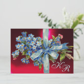 Invitation OUBLIEZ-MOI NOTES MONOGRAM MARIAGE PARTI bleu roug (Debout devant)