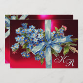 Invitation OUBLIEZ-MOI NOTES MONOGRAM MARIAGE PARTI bleu roug (Devant / Derrière)