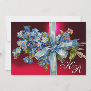 Invitation OUBLIEZ-MOI NOTES MONOGRAM MARIAGE PARTI bleu roug