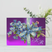Invitation OUBLIEZ-MOI NOTES MONOGRAM MARIAGE PARTI bleu viol (Debout devant)