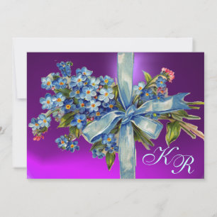 Invitation OUBLIEZ-MOI NOTES MONOGRAM MARIAGE PARTI bleu viol
