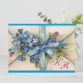 Invitation OUBLIEZ-MOI NOTES MONOGRAM, MARIAGE PARTI or bleu (Debout devant)