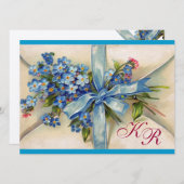 Invitation OUBLIEZ-MOI NOTES MONOGRAM, MARIAGE PARTI or bleu (Devant / Derrière)