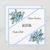 Invitation Oubliez-Moi-Nots Bleu Élégant (Devant / Derrière)