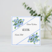 Invitation Oubliez-Moi-Nots Bleu Élégant (Debout devant)